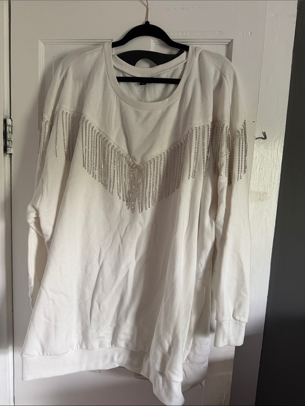 torrid White Rhinestone Fringe Pullover